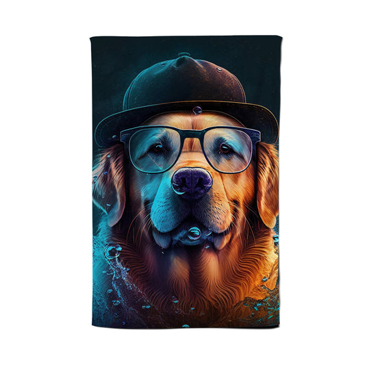 Golden Retriever Dog Splashart Tea Towel