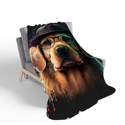 Golden Retriever Dog Splashart Sherpa Blanket