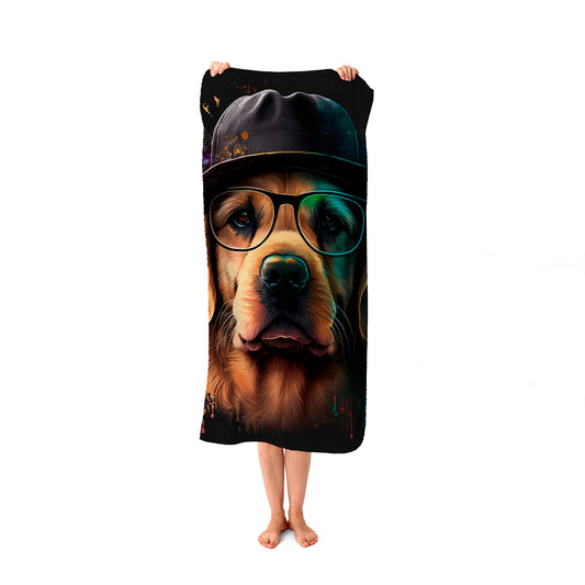 Golden Retriever Dog Splashart Beach Towel