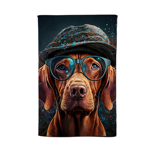 Hungarian Vizsla Dog Splashart Tea Towel
