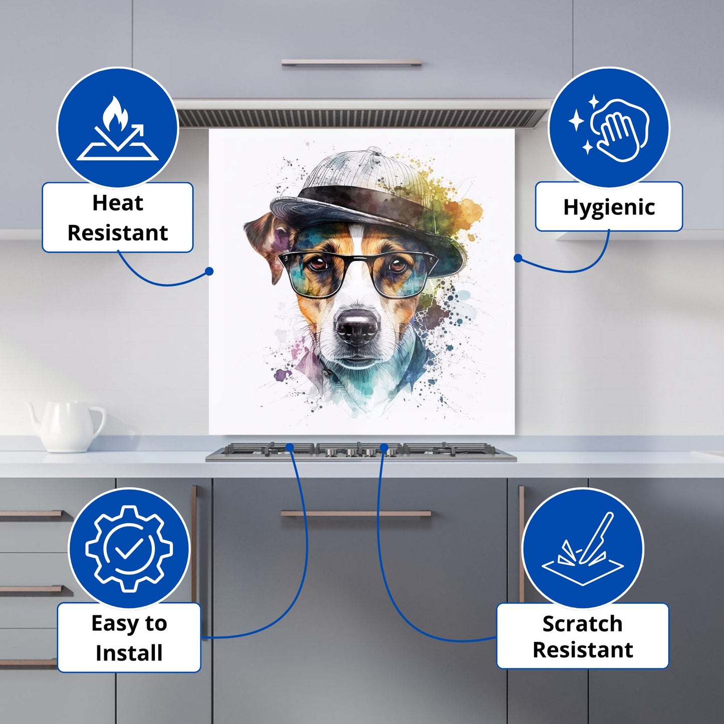 Jack Russell Dog Splashart Kitchen Splashback