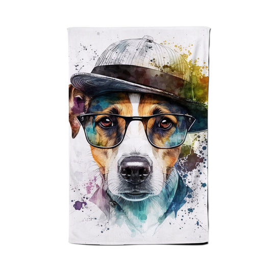 Jack Russell Dog Splashart Tea Towel