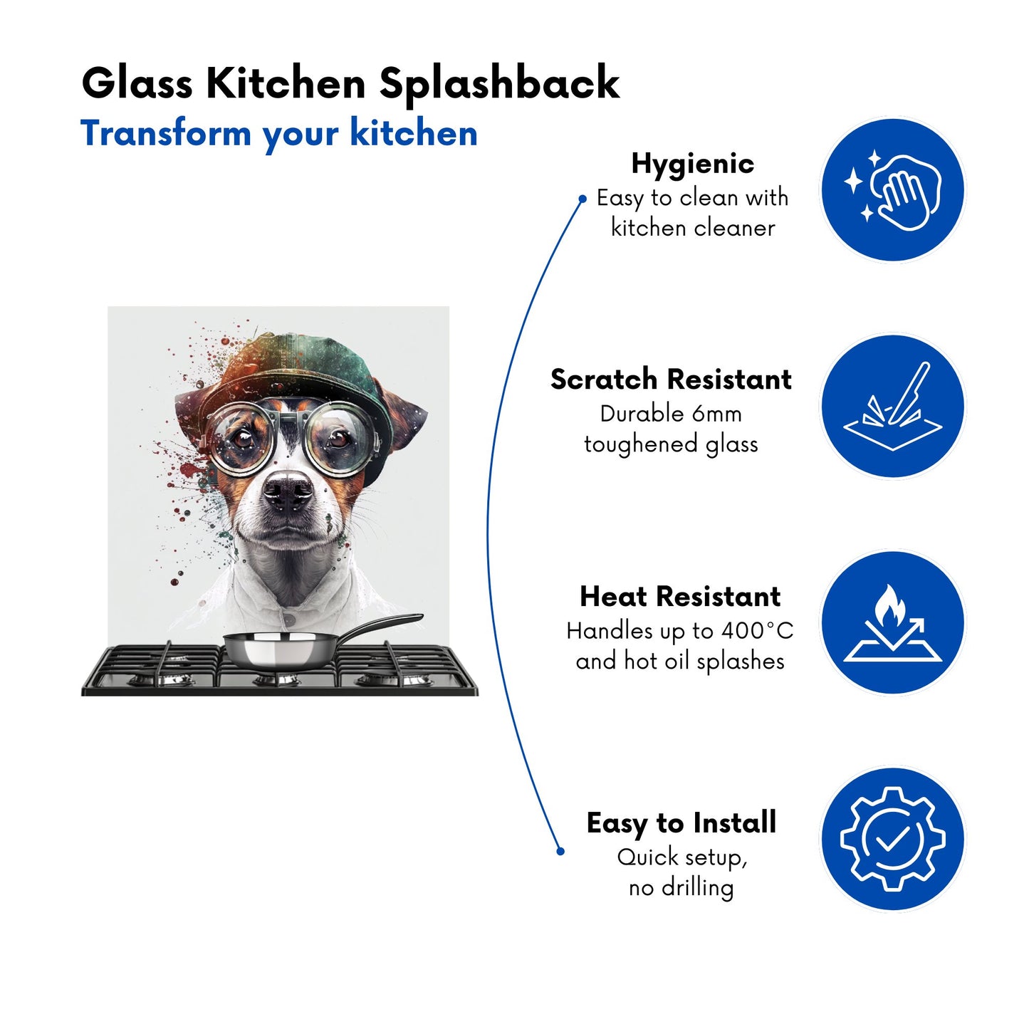 Jack Russell Terrier Dog Splashart Kitchen Splashback