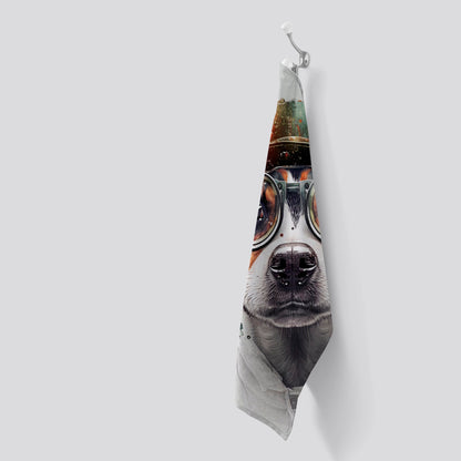Jack Russell Terrier Dog With Glasses Splashart Tea Towel