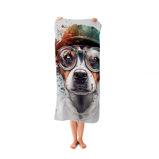 Jack Russell Terrier Dog Splashart Beach Towel