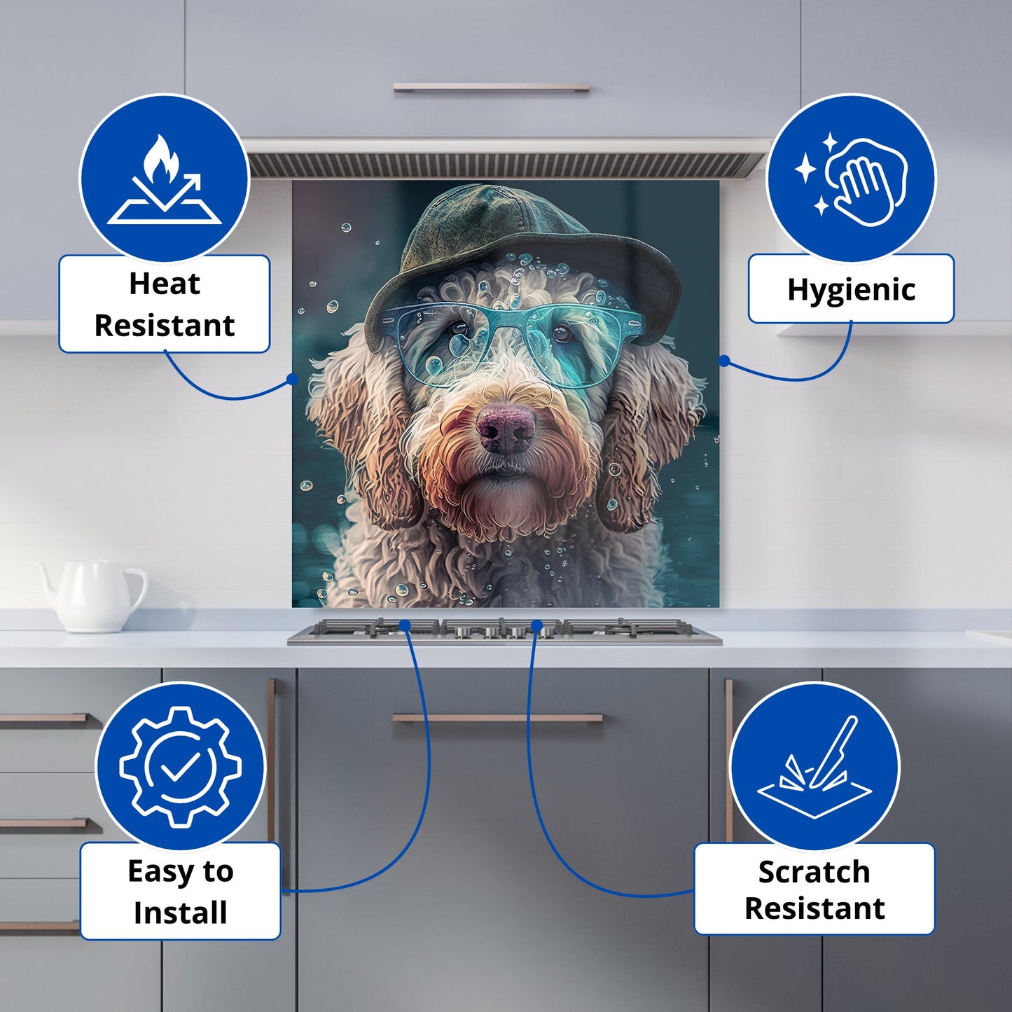Labradoodle Dog Splashart Kitchen Splashback