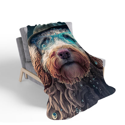 Labradoodle Dog Splashart Sherpa Blanket