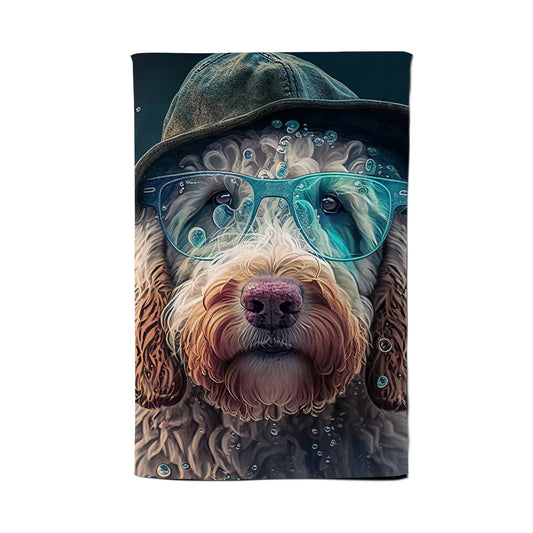 Labradoodle Dog Splashart Tea Towel