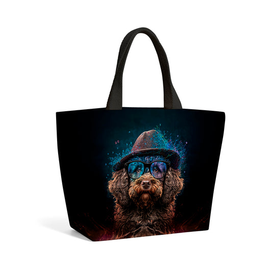 Labradoodle Dog Splashart Beach Shopper Tote Bag