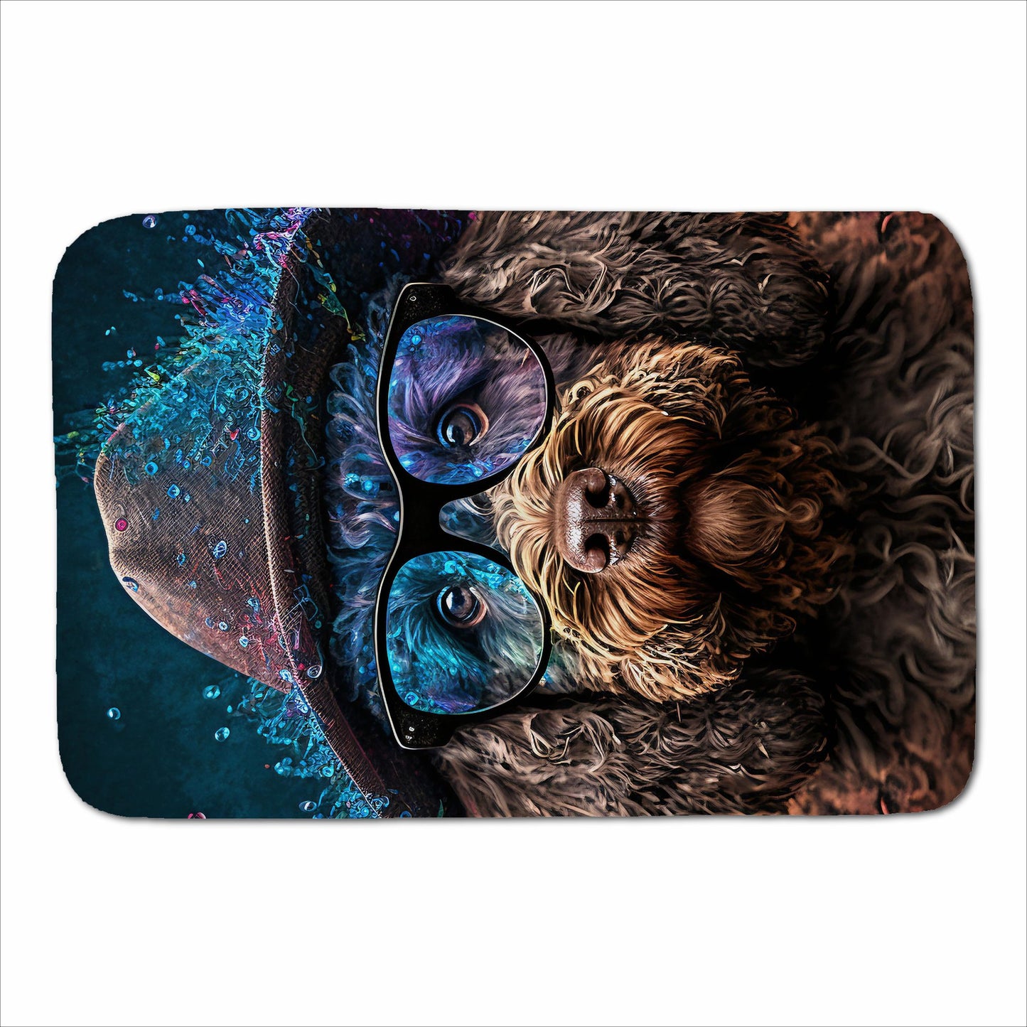 Labradoodle Dog With Glasses Splashart Sherpa Blanket