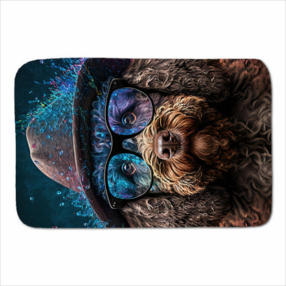Labradoodle Dog With Glasses Splashart Sherpa Blanket