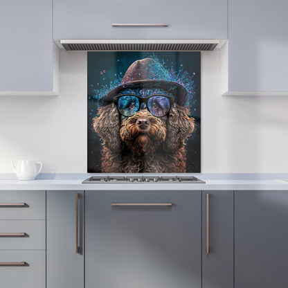 Labradoodle Dog With Glasses Splashart Kitchen Splashback