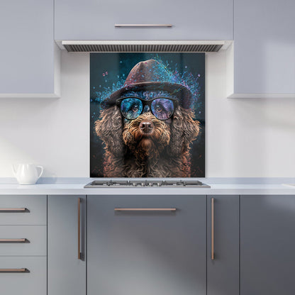 Labradoodle Dog With Glasses Splashart Kitchen Splashback