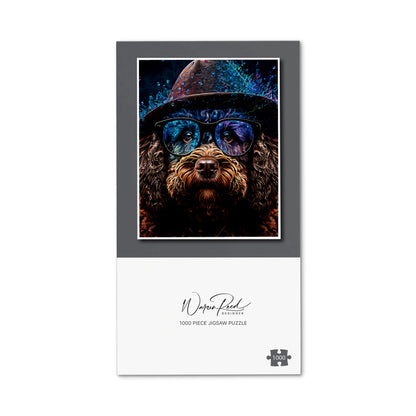Labradoodle Dog With Glasses Splashart Jigsaw Puzzle