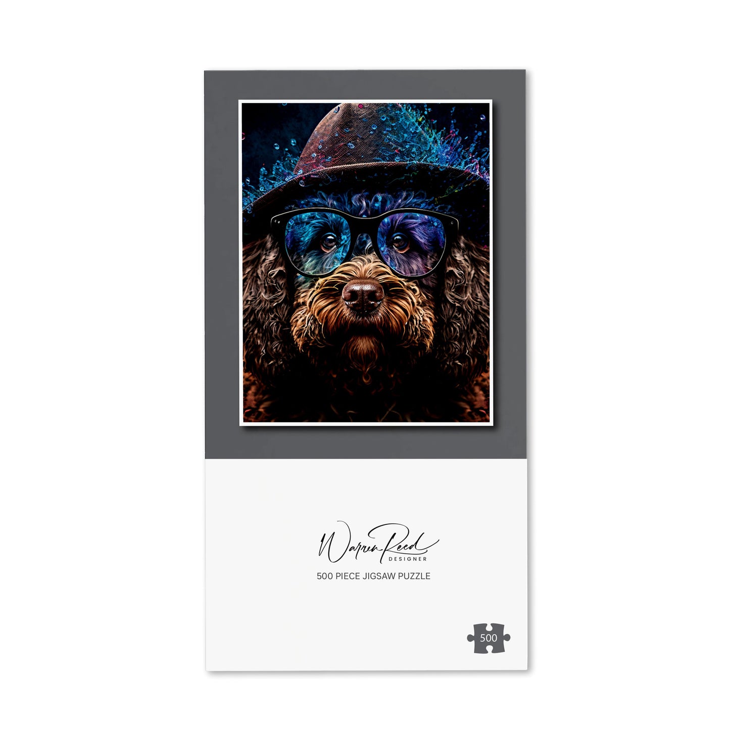 Labradoodle Dog With Glasses Splashart Jigsaw Puzzle