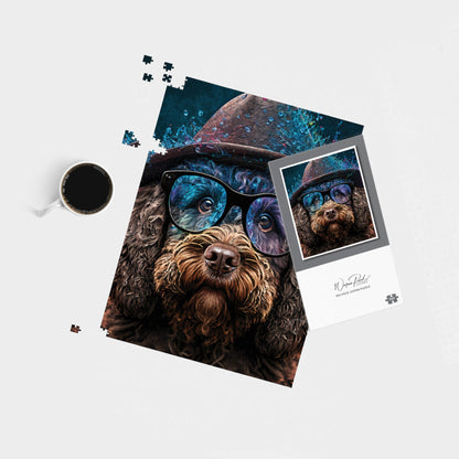 Labradoodle Dog With Glasses Splashart Jigsaw Puzzle