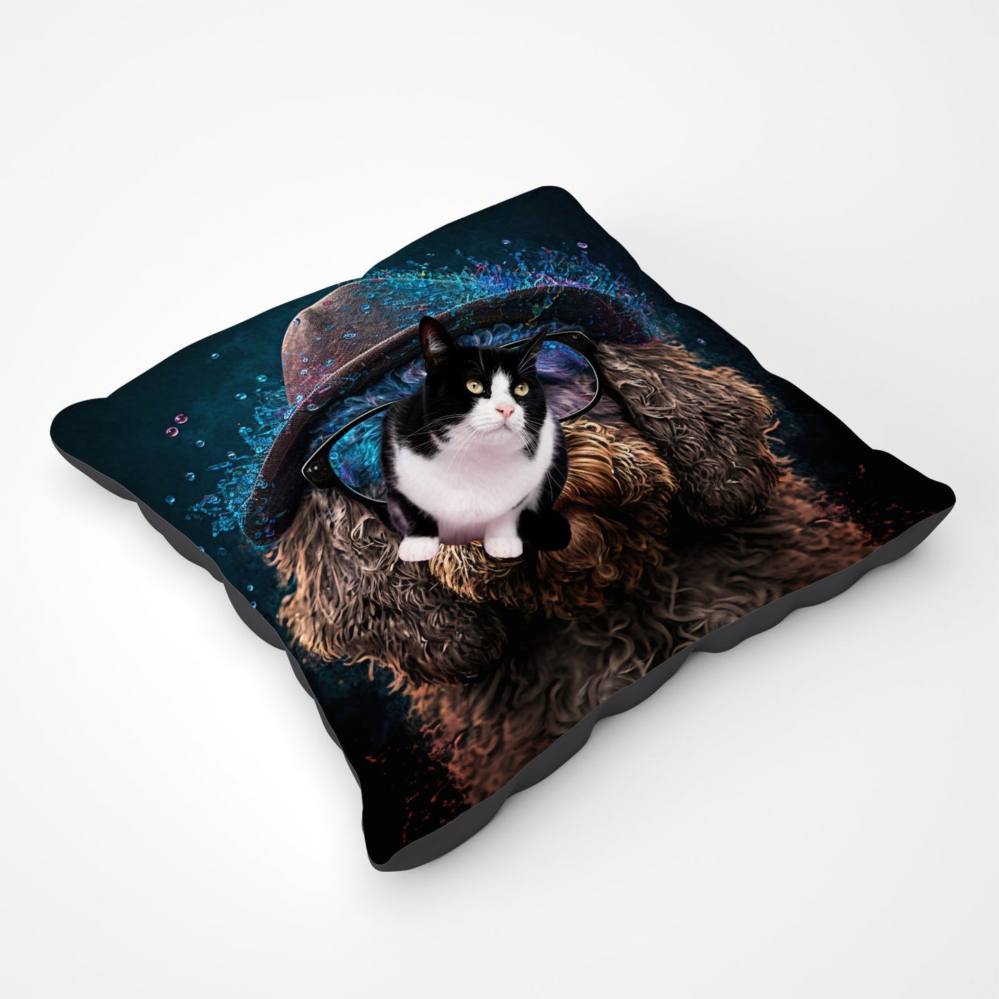 Labradoodle Dog With Glasses Splashart Pet Bed