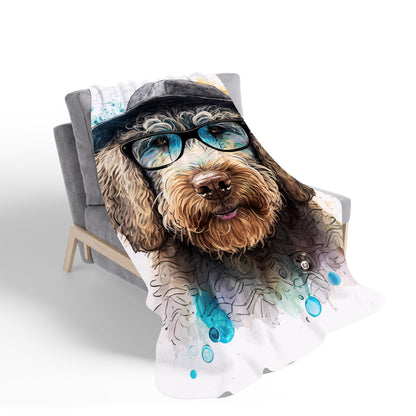 Labradoodle Dog Face Splashart Sherpa Blanket
