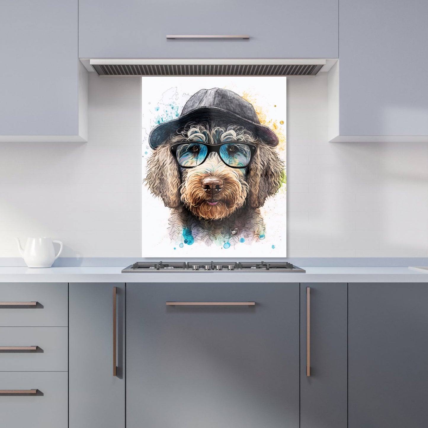 Labradoodle Dog Face Splashart Kitchen Splashback