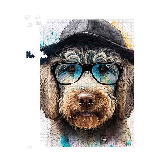 Labradoodle Dog Face Splashart Jigsaw Puzzle