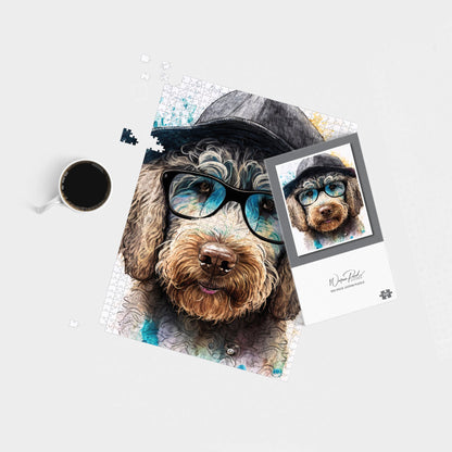 Labradoodle Dog Face Splashart Jigsaw Puzzle