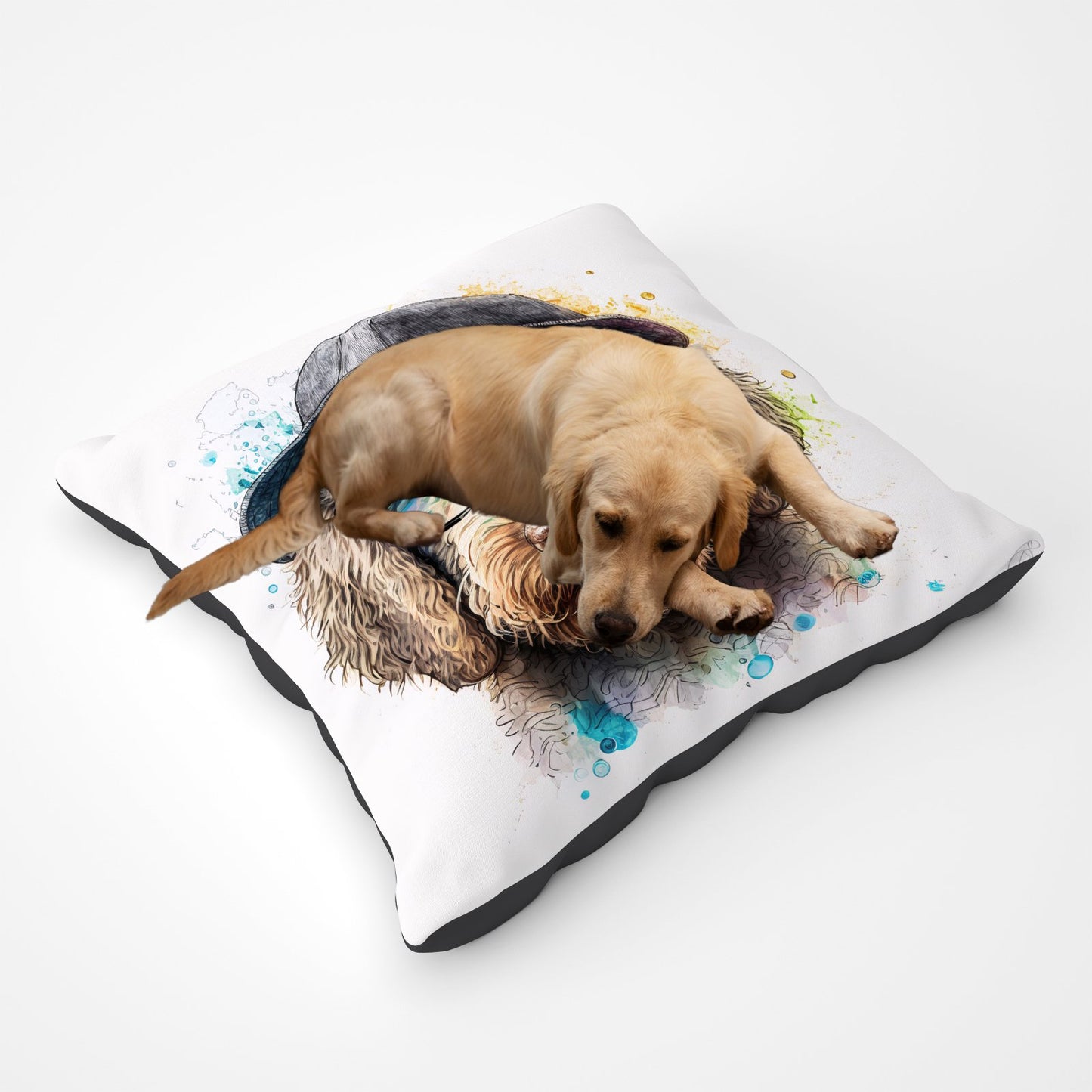 Labradoodle Dog Face Splashart Pet Bed