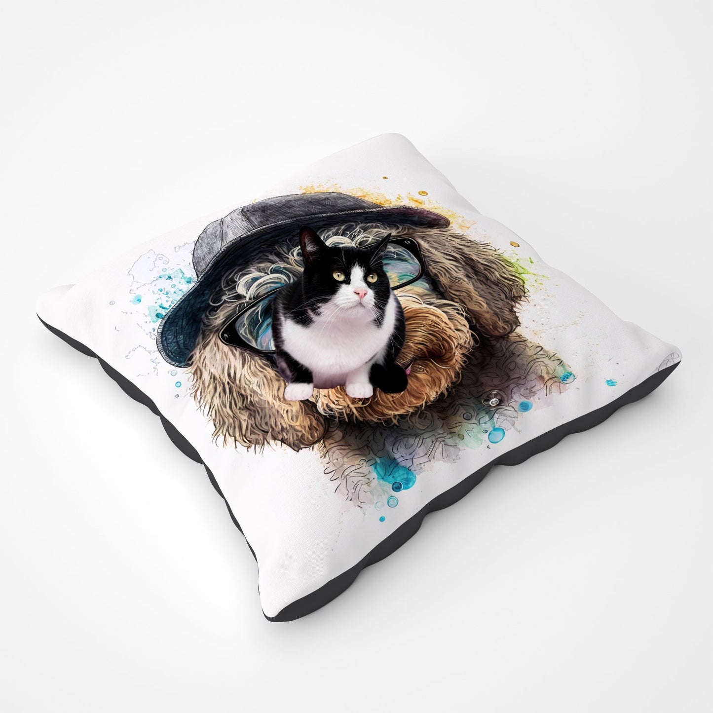 Labradoodle Dog Face Splashart Pet Bed