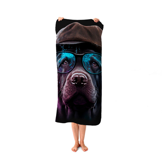 Labrador Retriever Dog Splashart Beach Towel