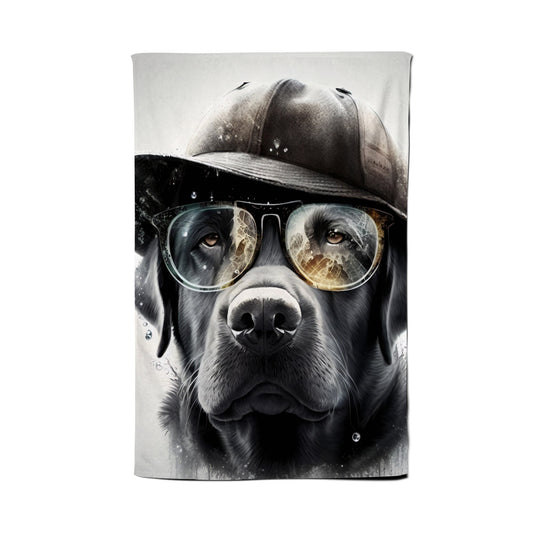 Labrador Retriever Dog With Hat Splashart Tea Towel