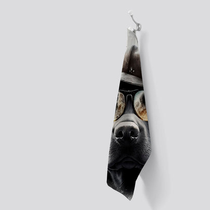 Labrador Retriever Dog With Hat Splashart Tea Towel