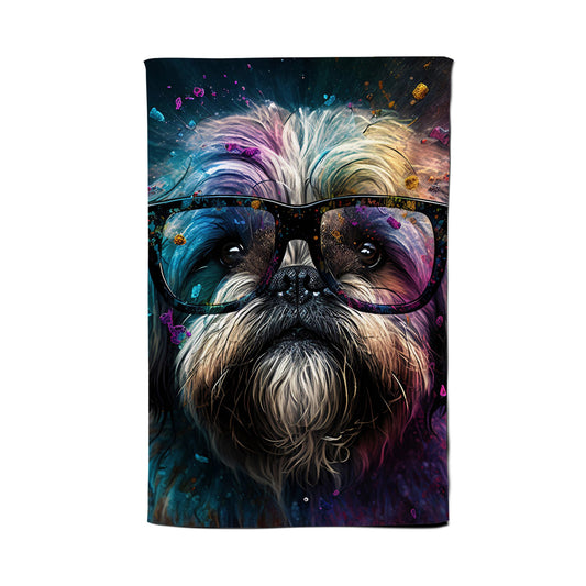 Lharsa Apso Dog Face Splashart Tea Towel
