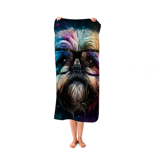 Lharsa Apso Dog Face Splashart Beach Towel