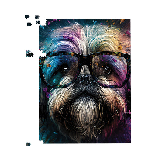 Lharsa Apso Dog Face Splashart Jigsaw Puzzle