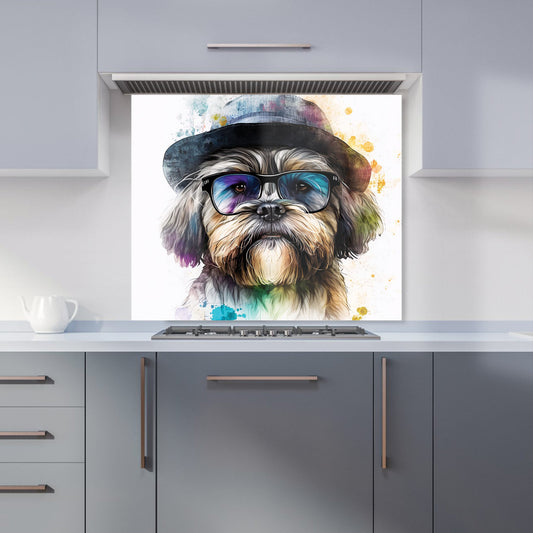 Lhasa Apso Dog With Glasses Splashart Kitchen Splashback