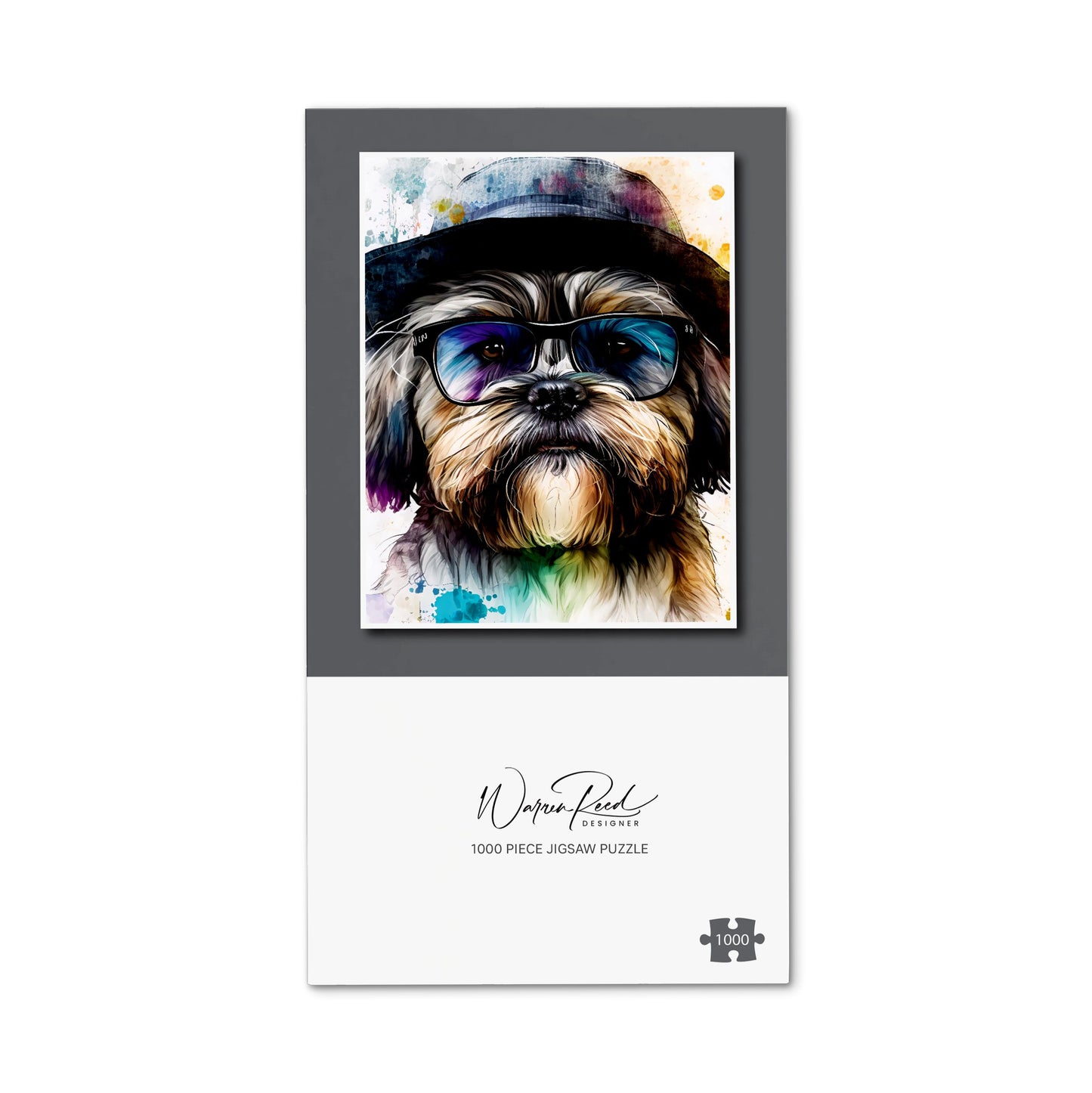 Lhasa Apso Dog With Glasses Splashart Jigsaw Puzzle