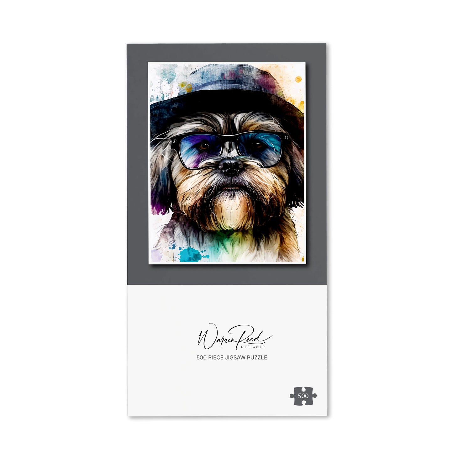 Lhasa Apso Dog With Glasses Splashart Jigsaw Puzzle