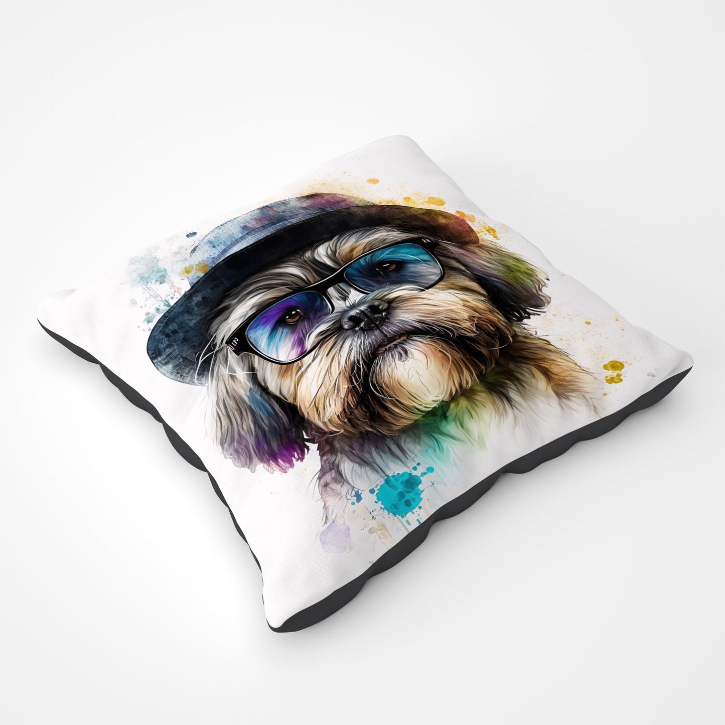 Lhasa Apso Dog With Glasses Splashart Pet Bed