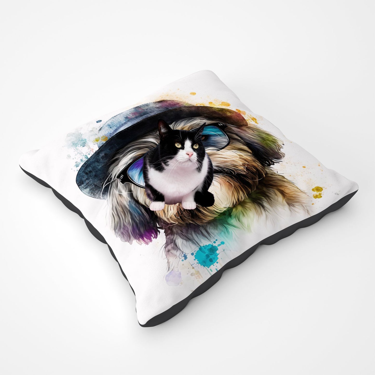 Lhasa Apso Dog With Glasses Splashart Pet Bed