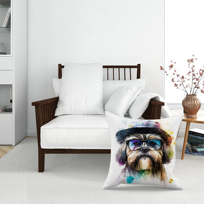 Lhasa Apso Dog With Glasses Splashart Pet Bed