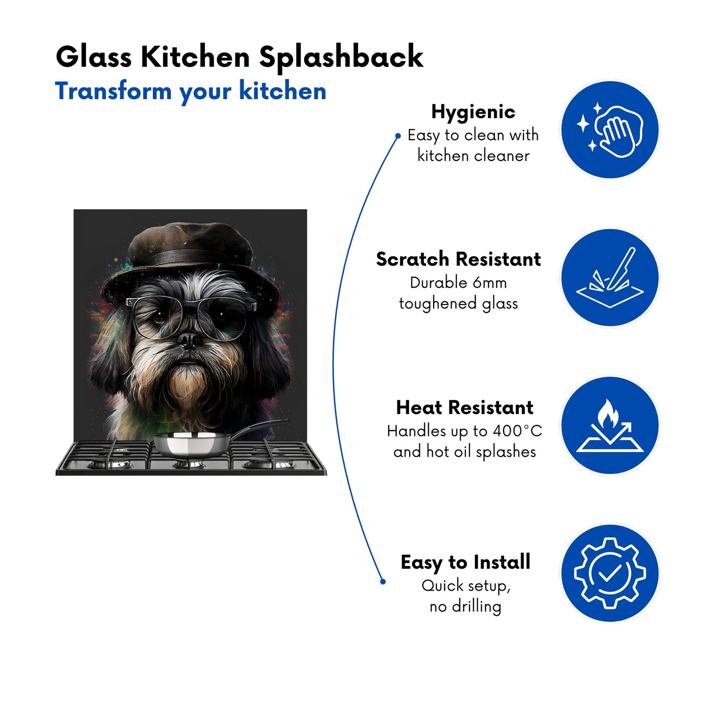 Lhasa Apso Dog Splashart Kitchen Splashback
