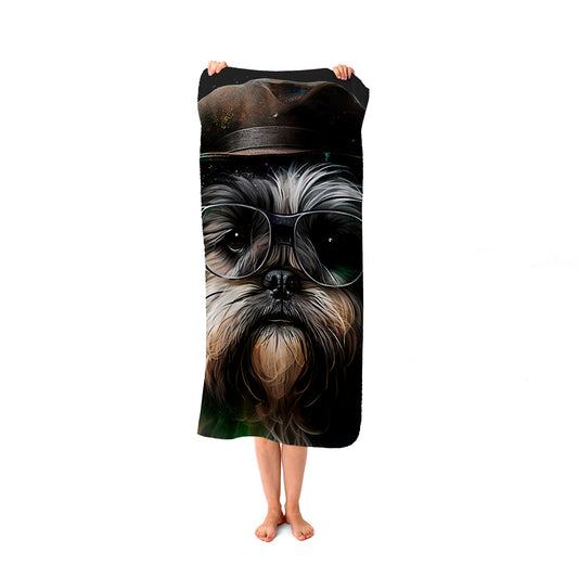 Lhasa Apso Dog Splashart Beach Towel