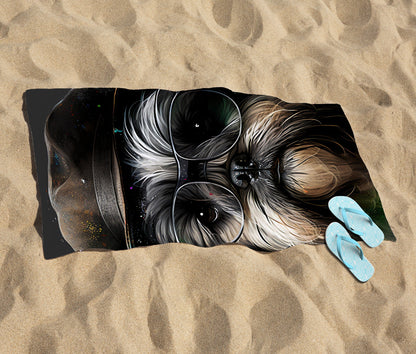 Lhasa Apso Dog Splashart Beach Towel