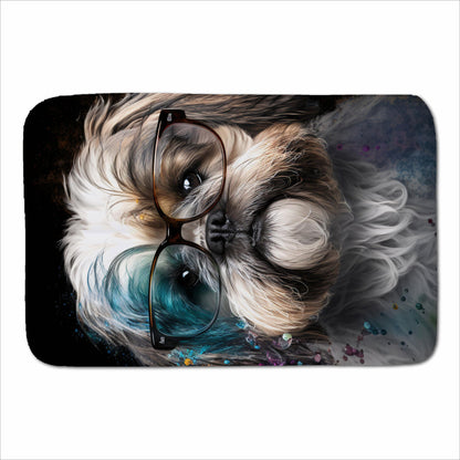 Lhasa Apso With Glasses Splashart Sherpa Blanket