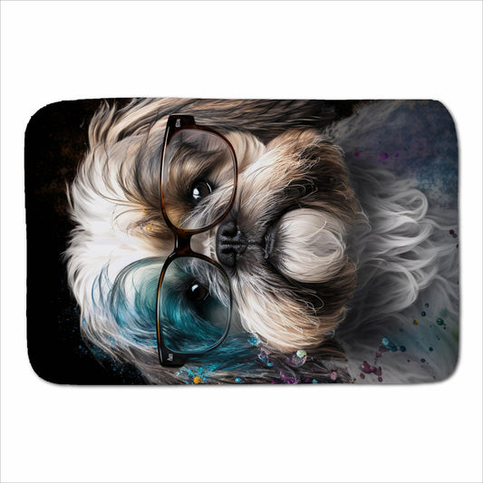 Lhasa Apso With Glasses Splashart Sherpa Blanket