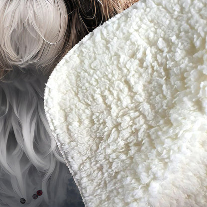 Lhasa Apso With Glasses Splashart Sherpa Blanket