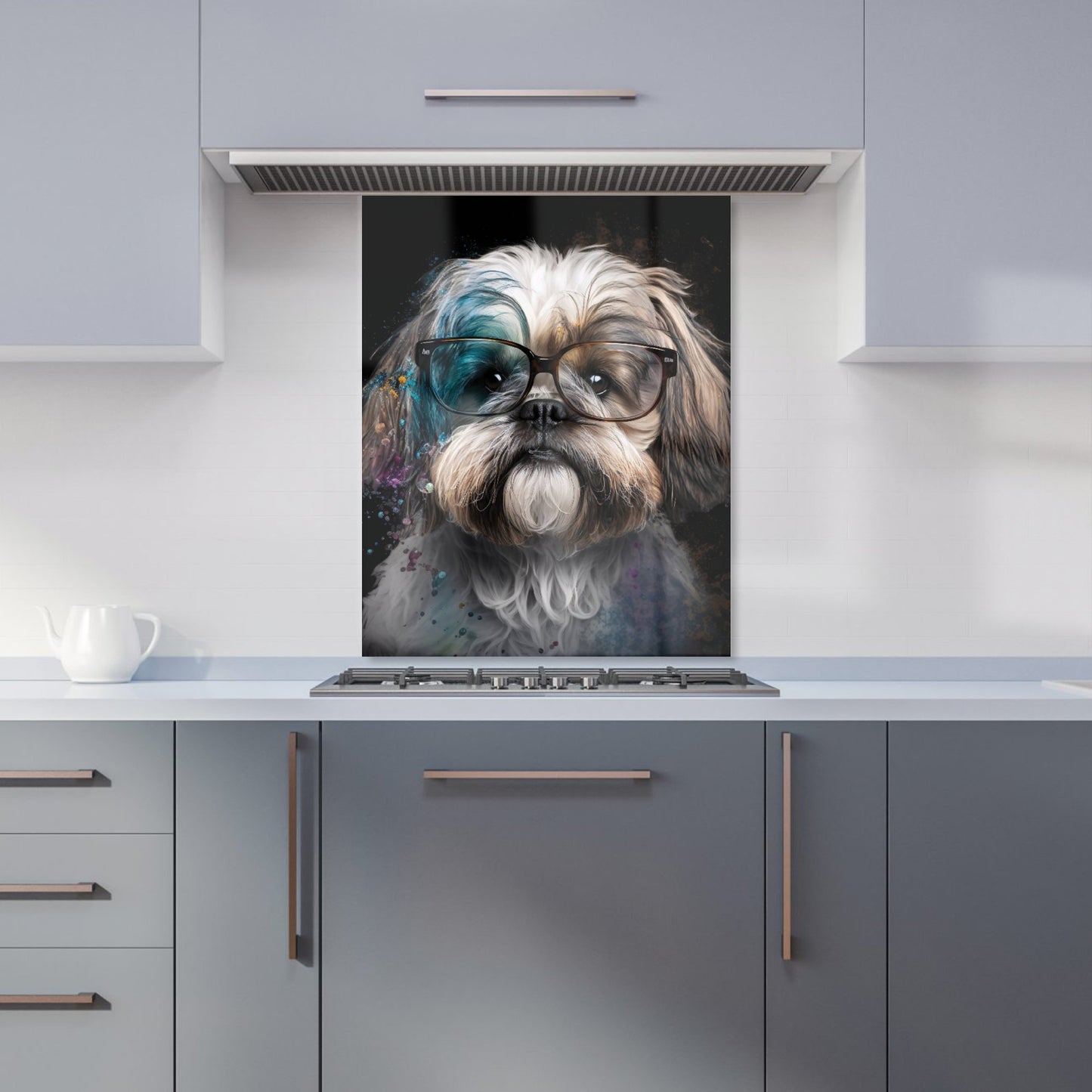 Lhasa Apso With Glasses Splashart Kitchen Splashback