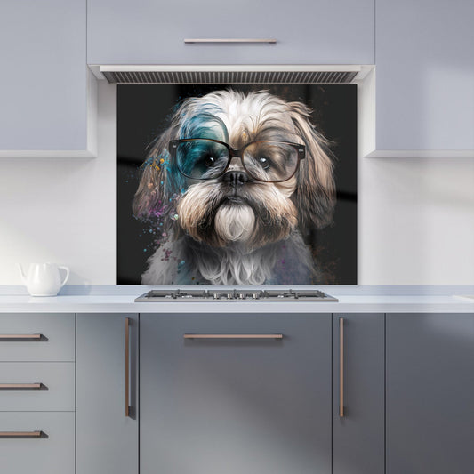 Lhasa Apso With Glasses Splashart Kitchen Splashback