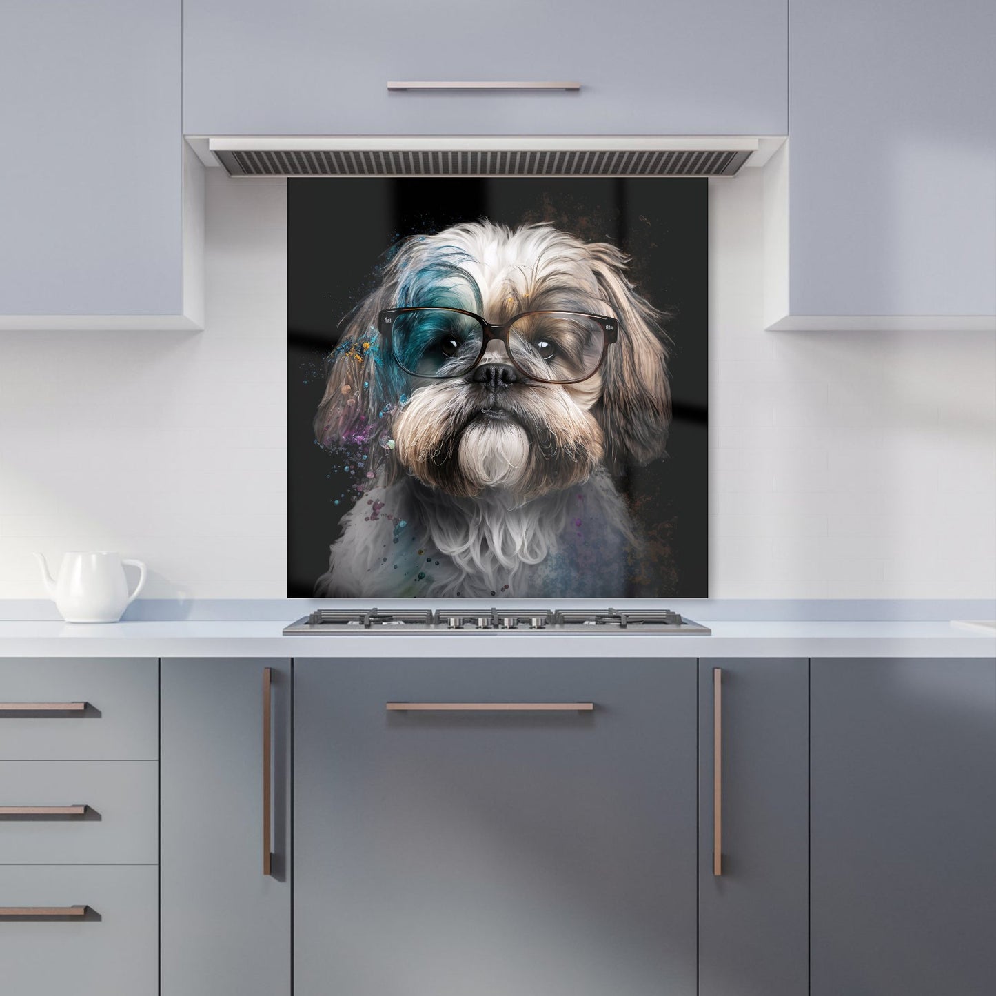 Lhasa Apso With Glasses Splashart Kitchen Splashback