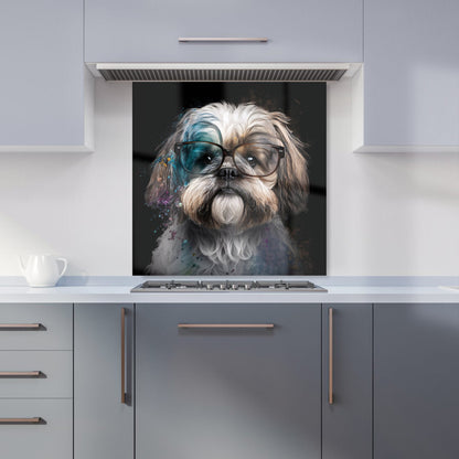 Lhasa Apso With Glasses Splashart Kitchen Splashback