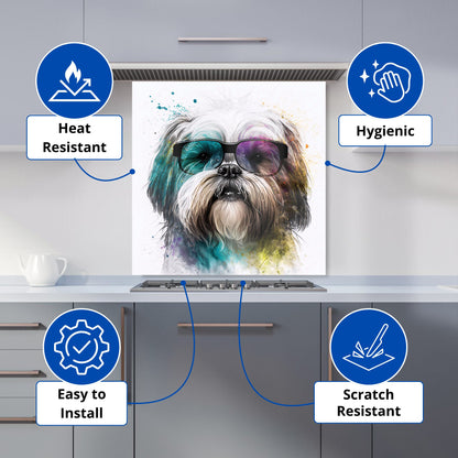 Lhasa Apso Face Glasses Splashart Kitchen Splashback
